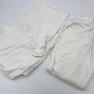 No Side Chick Mineral Wash Pullover And Jogger Set - Ivory
